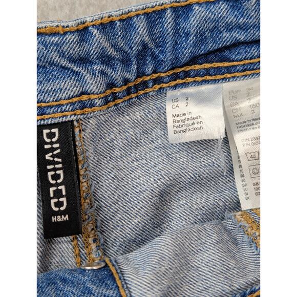 Divided H&M Mini Denim Skirt Womens Size 2 Front Button Blue Jean 100% Cotton - Picture 7 of 9